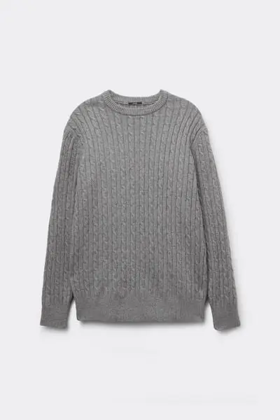 Maglia Pesante Girocollo Treccia Uomo Grigio