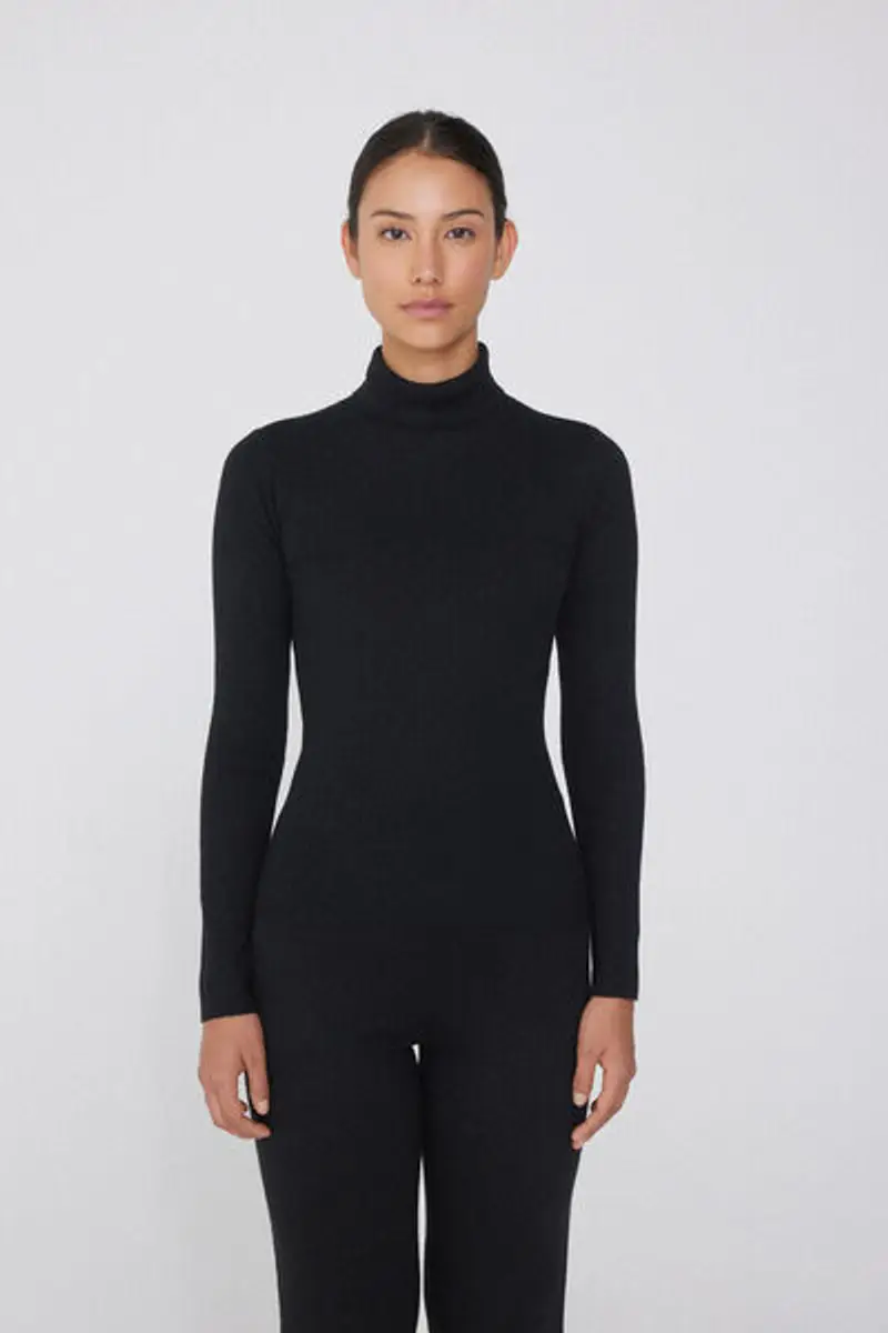 Tezenis Maglia Pesante Manica Lunga Collo Alto Costine con Lana Donna Nero Taglia M miniatura 3