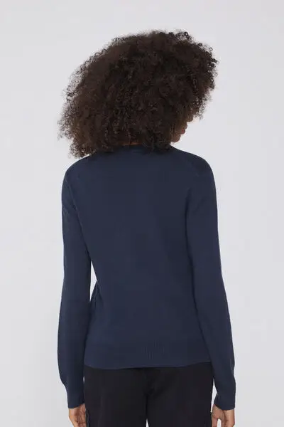 Maglia Pesante Manica Lunga Girocollo con Lana Donna Blu miniatura 2