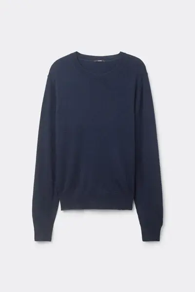 Maglia Pesante Manica Lunga Girocollo con Lana Donna Blu miniatura 2