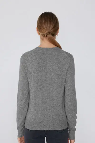 Maglia Pesante Manica Lunga Girocollo con Lana Donna Grigio miniatura 2