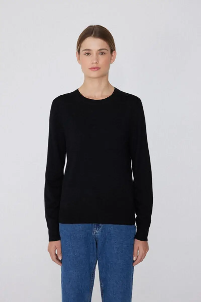 Tezenis Maglia Pesante Manica Lunga Girocollo con Lana Donna Nero Taglia L miniatura 3