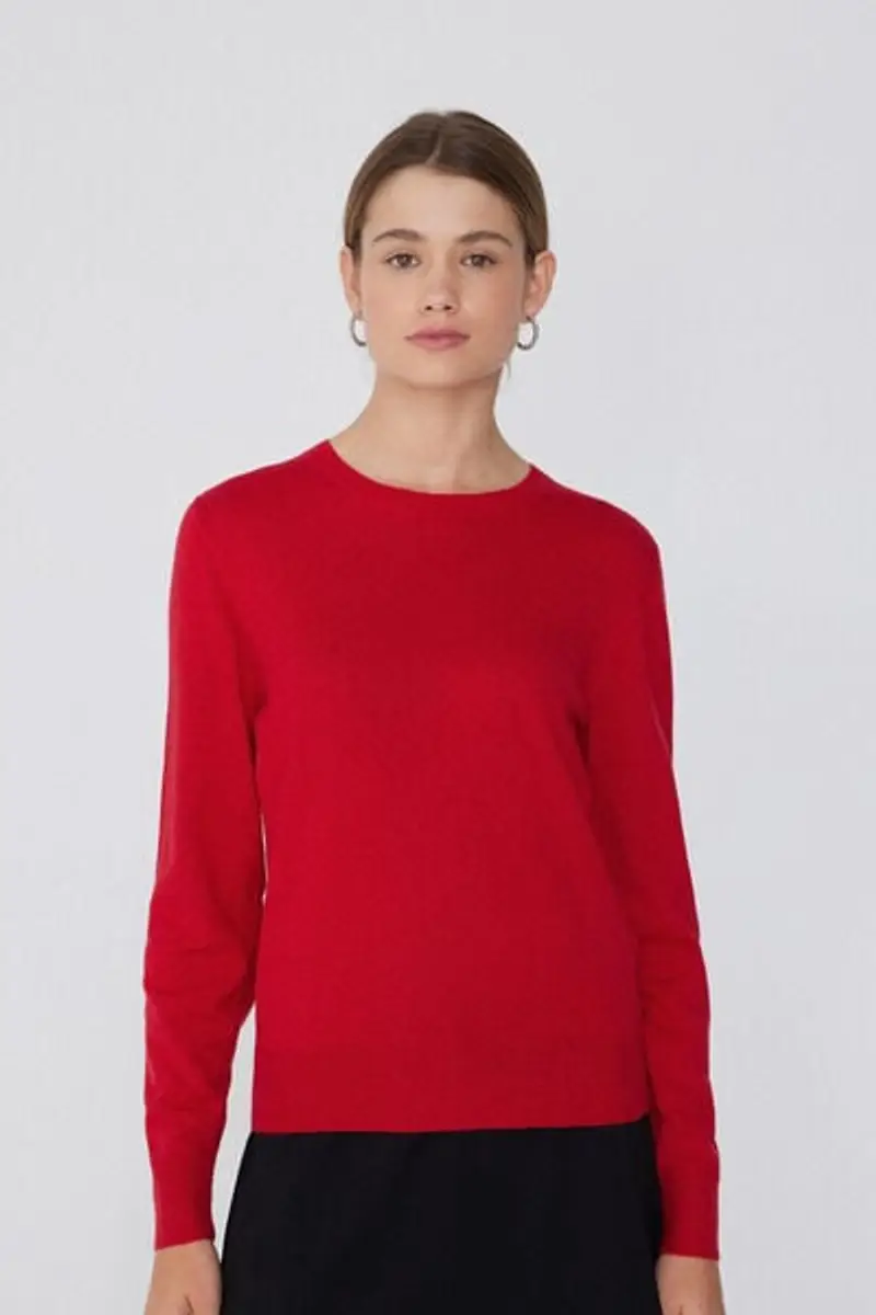 Tezenis Maglia Pesante Manica Lunga Girocollo con Lana Donna Rosso Taglia L