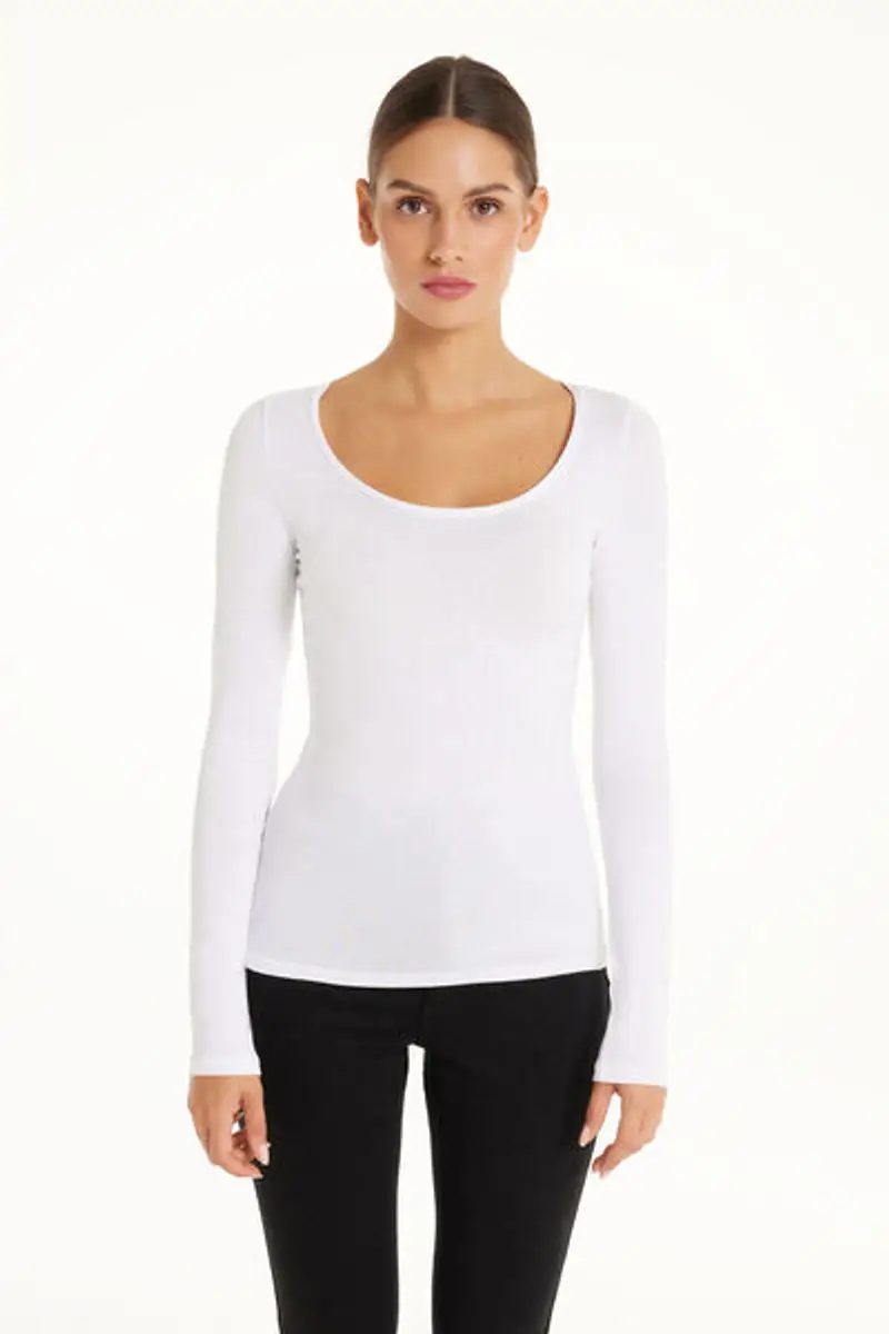 Tezenis Maglia Scollo Madonna Maniche Lunghe in Viscosa Donna Bianco Taglia M miniatura 3