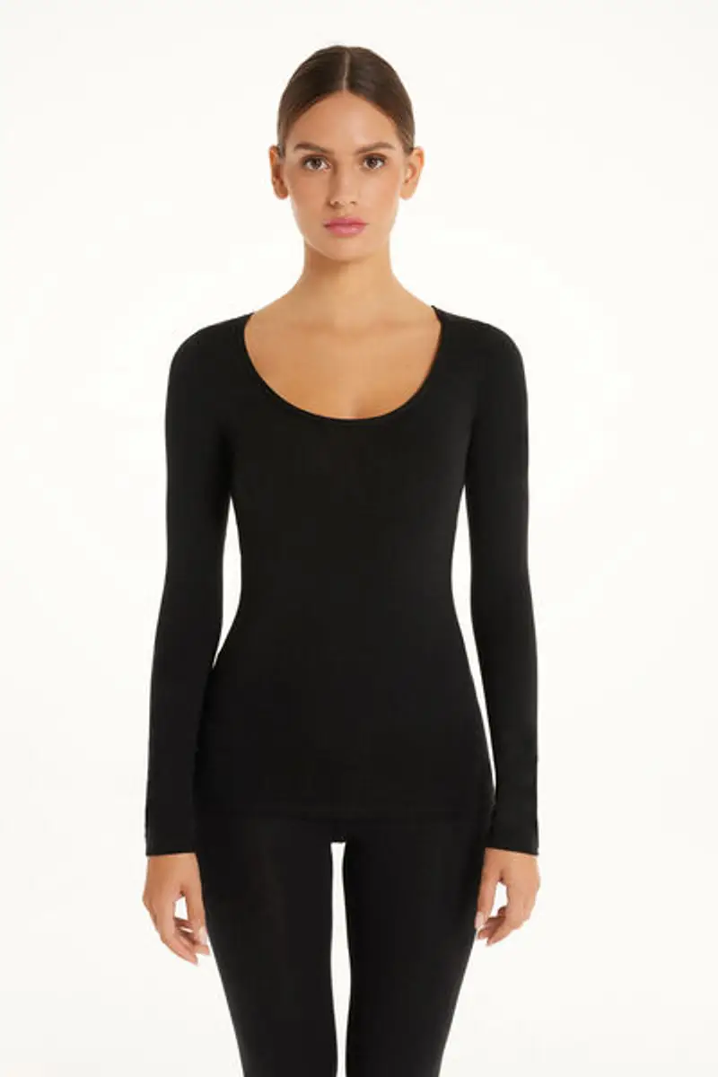 Tezenis Maglia Scollo Madonna Maniche Lunghe in Viscosa Donna Nero Taglia XL miniatura 3