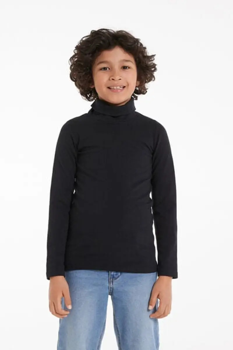 Tezenis Maglia Termica Collo Alto a Manica Lunga Bambini Unisex Unisex Nero Taglia 10-11