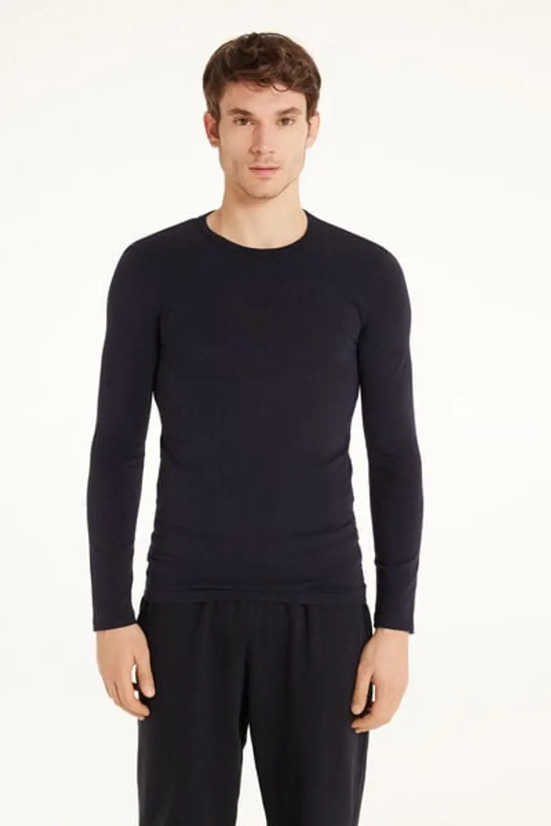 Tezenis Maglia Termica Girocollo a Manica Lunga Uomo Uomo Blu Taglia L