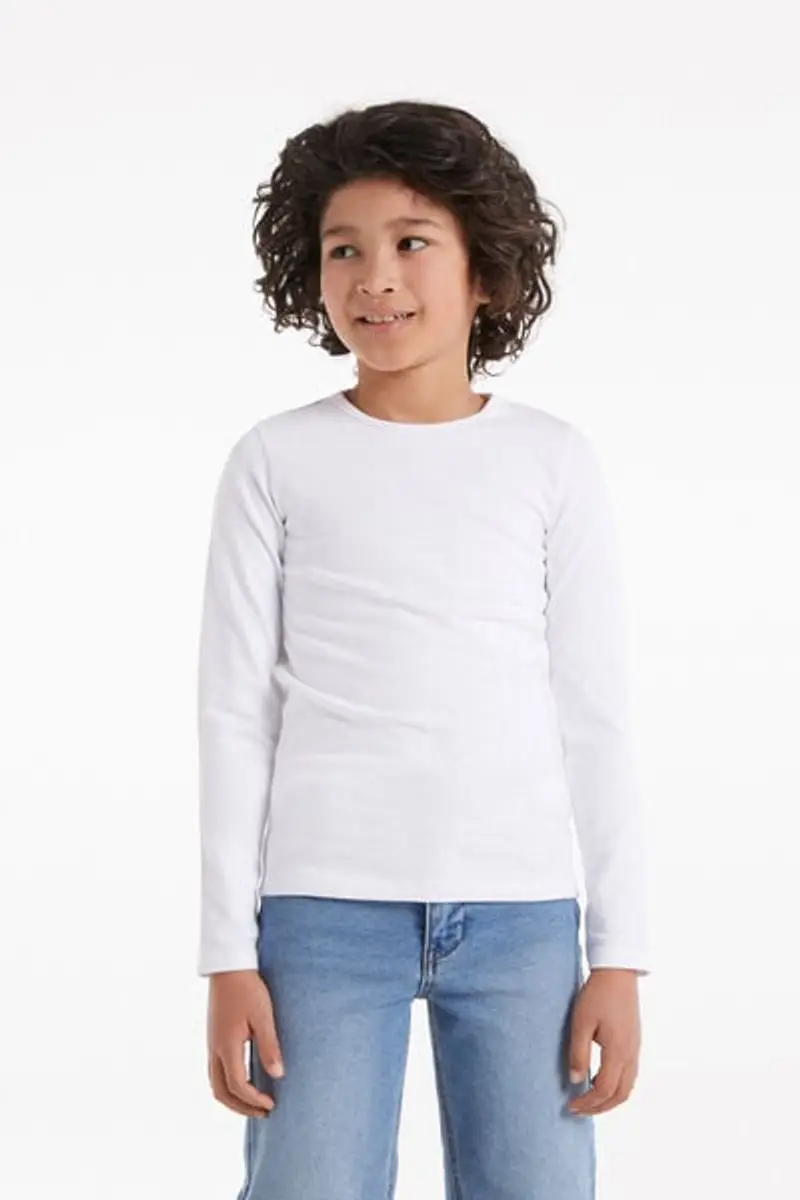 Tezenis Maglia Termica Girocollo in Cotone Bimbi Unisex Unisex Bianco Taglia 2-3