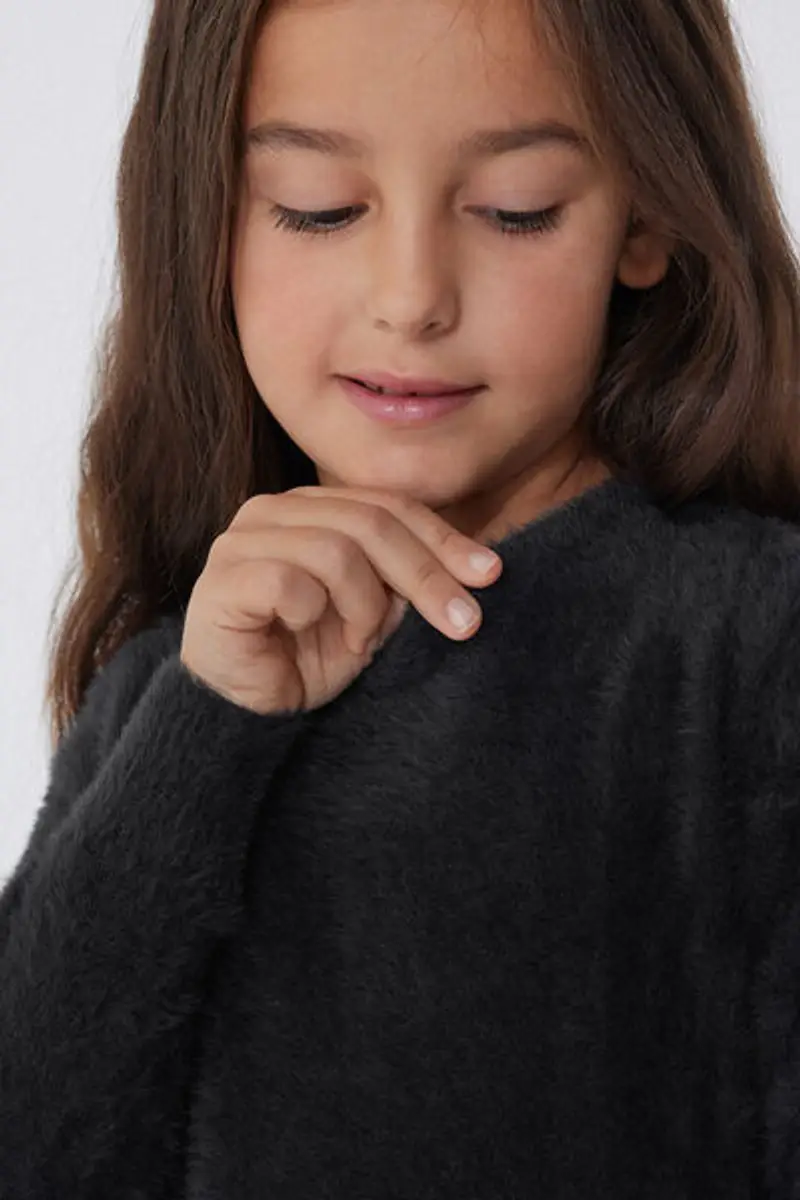 Tezenis Maglioncino Girocollo in Pelo Bambina Nero Taglia 10-11 miniatura 3