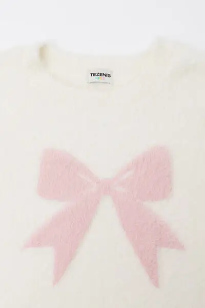 Maglioncino Girocollo Pelo Stampato Bambina Bianco miniatura 2