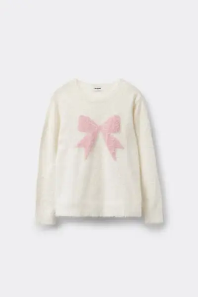 Maglioncino Girocollo Pelo Stampato Bambina Bianco