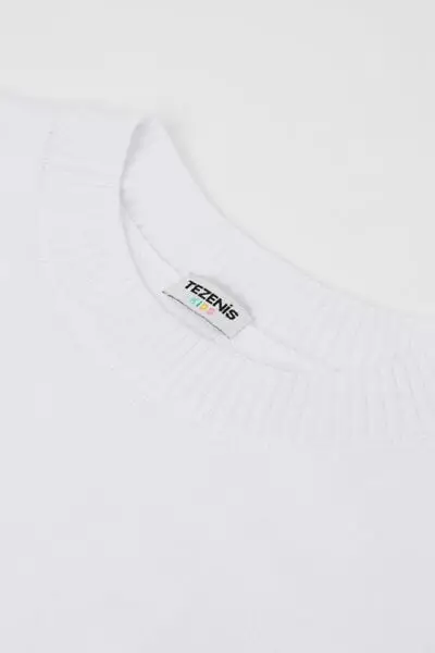 Maglioncino Manica Lunga Girocollo Bimba in Cotone Calato Unisex Bianco miniatura 2