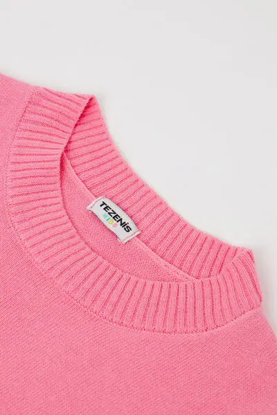 Maglioncino Manica Lunga Girocollo Bimba in Cotone Calato Unisex Rosa miniatura 2