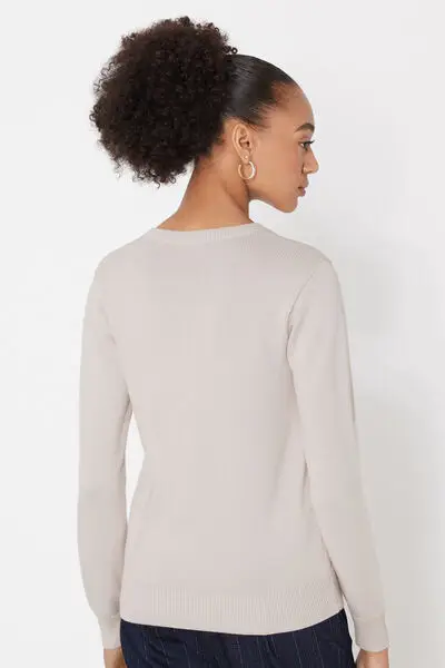 Maglione in Cotone e Modal Girocollo in Maglia Calata Donna Naturale miniatura 2