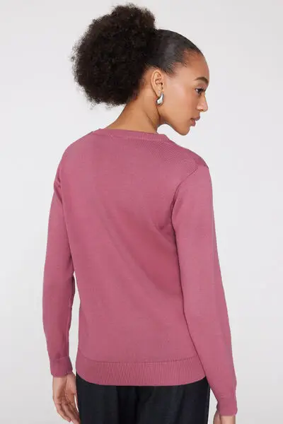 Maglione in Cotone e Modal Girocollo in Maglia Calata Donna Rosa miniatura 2
