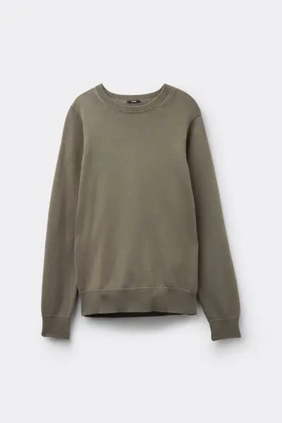 Maglione in Cotone e Modal Girocollo in Maglia Calata Donna Verde miniatura 2