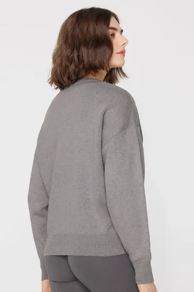 Maglione in Cotone Girocollo in Maglia Calata Donna miniatura 2