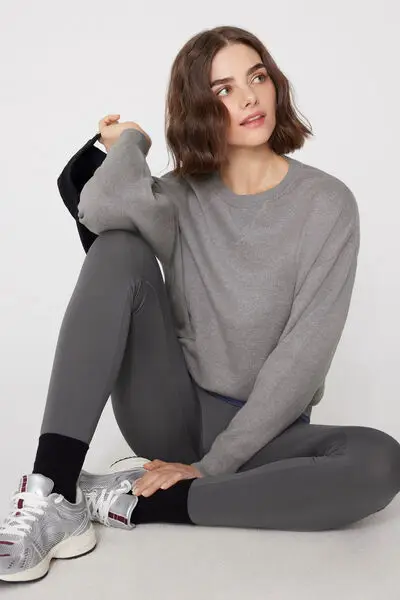 Maglione in Cotone Girocollo in Maglia Calata Donna miniatura 3