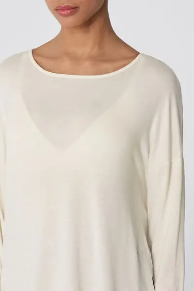 Maximaglia Manica Lunga Viscosa Leggera Donna Avorio miniatura 3