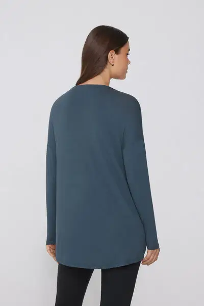 Maximaglia Manica Lunga Viscosa Leggera Donna Grigio Scuro miniatura 2