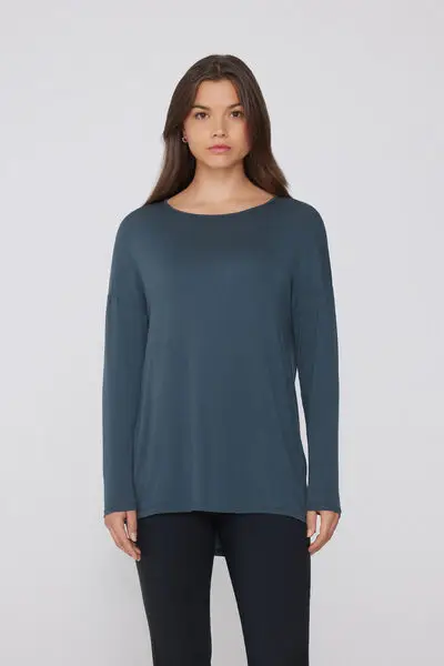 Maximaglia Manica Lunga Viscosa Leggera Donna Grigio Scuro