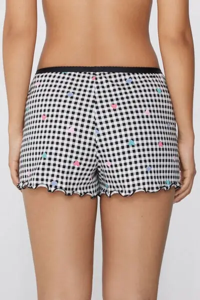 Pantaloncini Corti in Cotone Stampato Punto Bambola Donna Nero miniatura 2