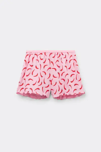 Pantaloncini Corti in Cotone Stampato Punto Bambola Donna Rosa miniatura 2