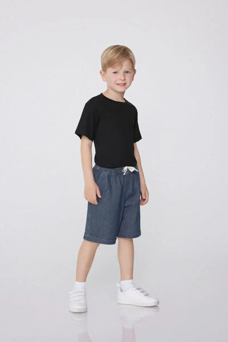 Tezenis Pantaloncini Corti in Denim Bimbo con Coulisse Bambino Blu Taglia 10-11 miniatura 2