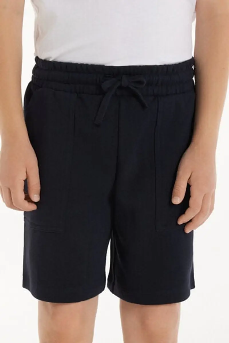Tezenis Pantaloncini Corti in Felpa di Cotone con Tasche Bimbo Bambino Blu Taglia 10-11