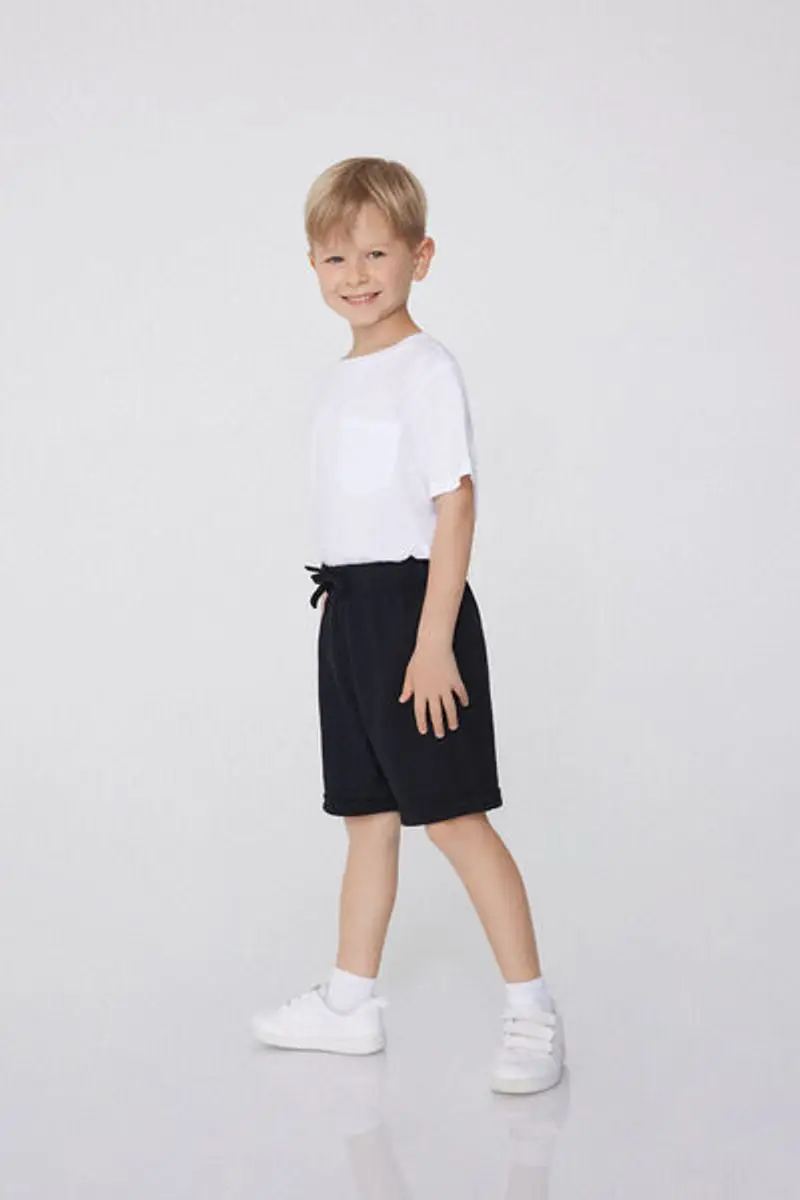 Tezenis Pantaloncini Corti in Piquet con Coulisse Bimbo Bambino Nero Taglia 10-11 miniatura 2