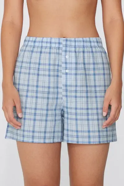 Pantaloncini Corti in Tela di Cotone Donna Azzurro