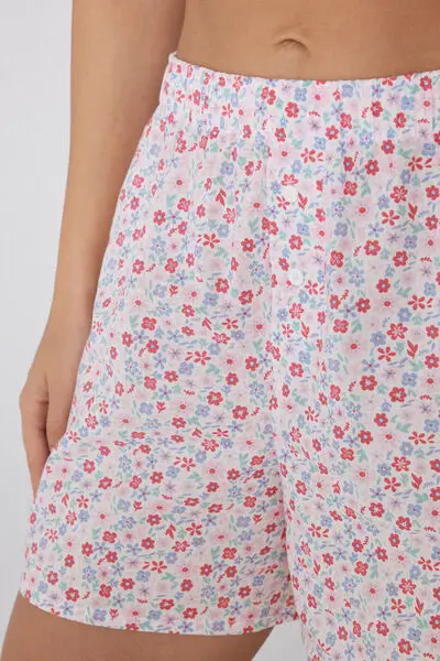 Pantaloncini Corti in Tela di Cotone Donna Rosa miniatura 3