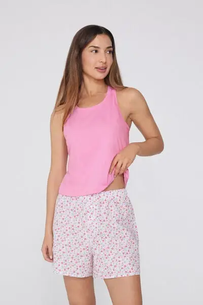 Pantaloncini Corti in Tela di Cotone Donna Rosa