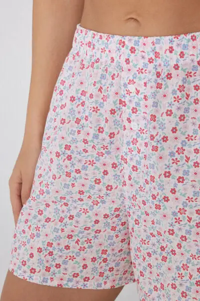 Pantaloncini Corti in Tela di Cotone Donna Rosa miniatura 3