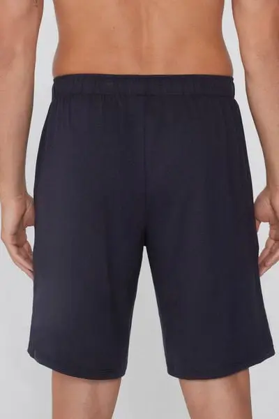 Pantaloncini Corti Viscosa con Tasche e Coulisse Uomo Blu miniatura 2