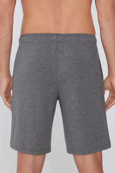 Pantaloncini Corti Viscosa con Tasche e Coulisse Uomo Grigio miniatura 2