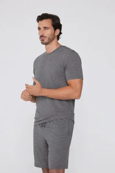 Pantaloncini Corti Viscosa con Tasche e Coulisse Uomo Grigio miniatura 3