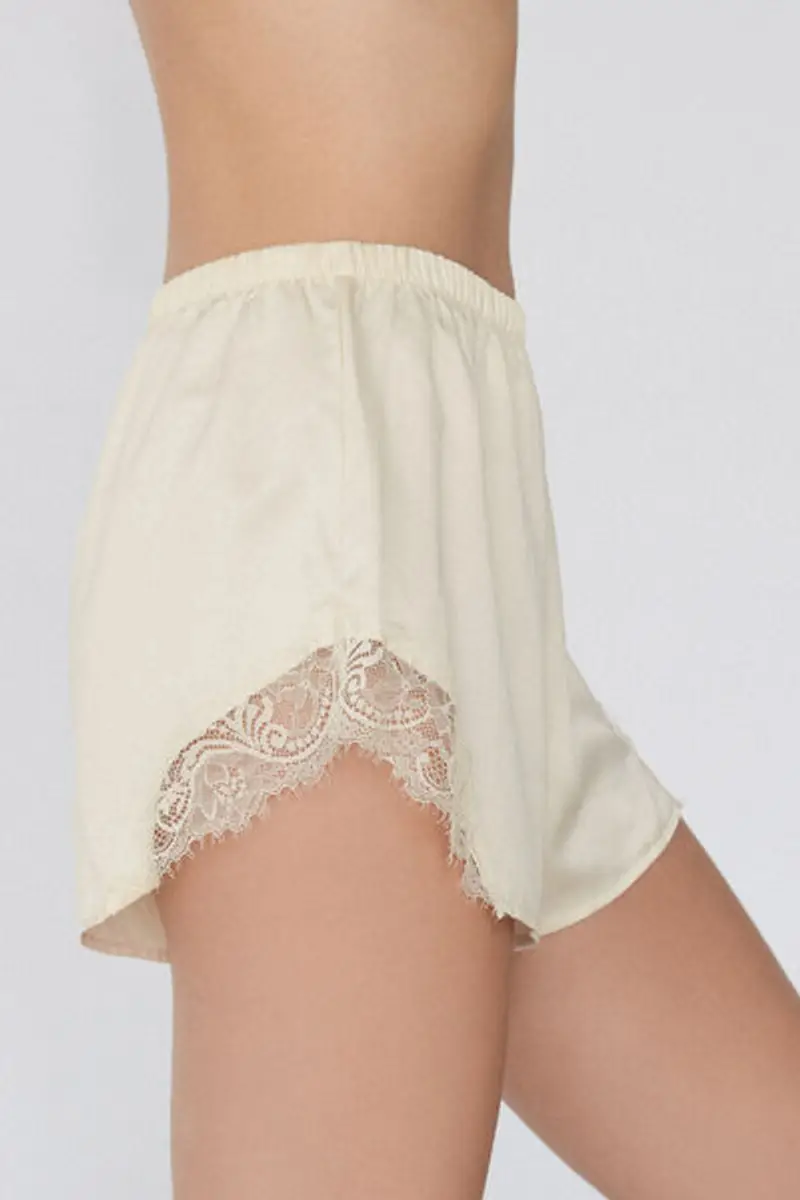 Tezenis Pantaloncino Corto in Raso e Pizzo Donna Avorio Taglia L miniatura 3