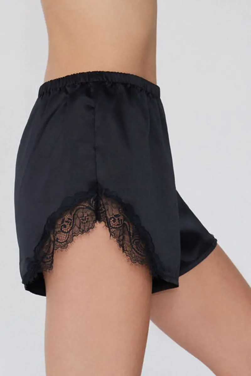 Tezenis Pantaloncino Corto in Raso e Pizzo Donna Nero Taglia XS miniatura 3