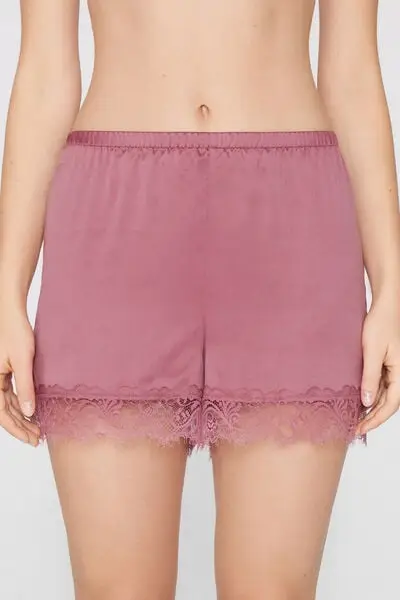 Pantaloncino Corto in Raso e Pizzo Donna Rosa