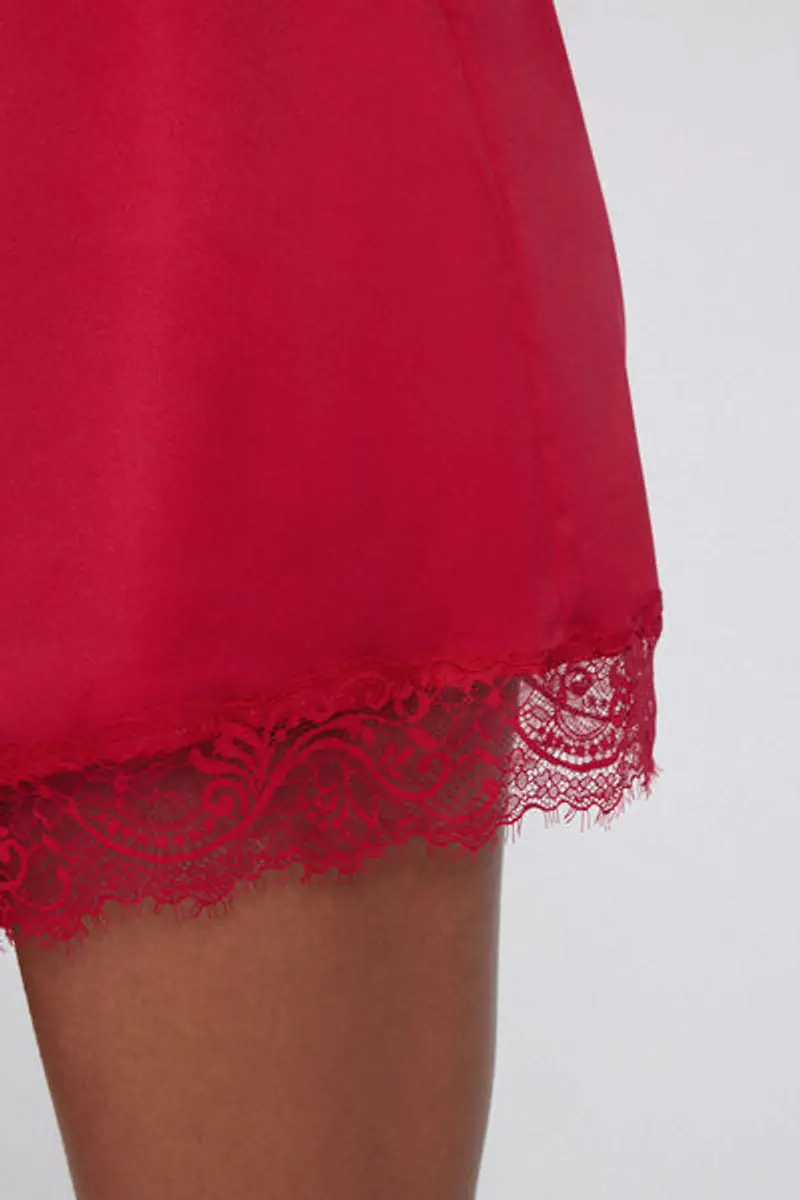 Tezenis Pantaloncino Corto in Raso e Pizzo Donna Rosso Taglia L miniatura 3