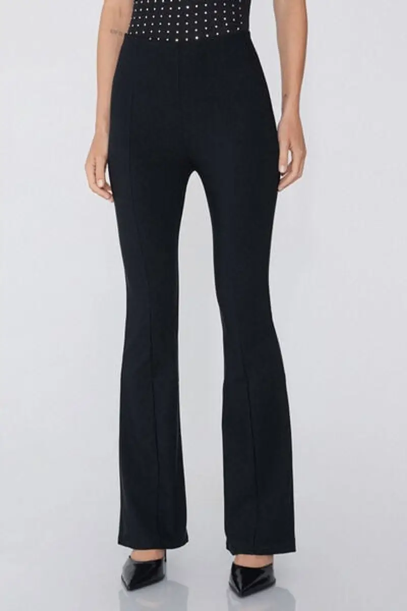 Tezenis Pantalone Flare in Tela Elasticizzata Donna Nero Taglia L