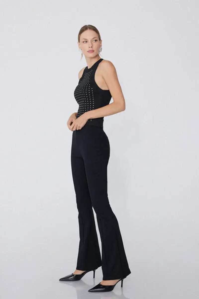 Tezenis Pantalone Flare in Tela Elasticizzata Donna Nero Taglia L miniatura 2