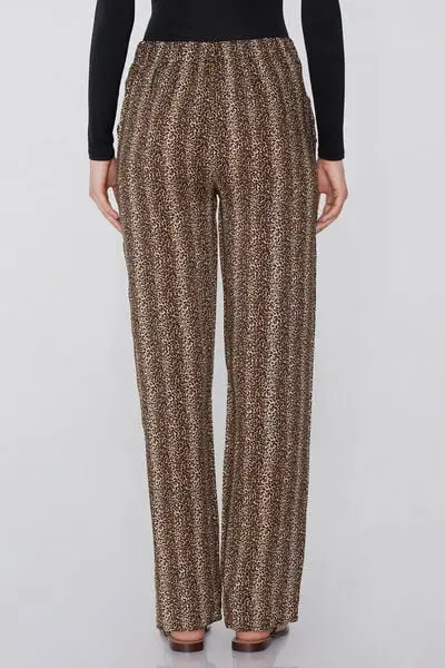 Pantalone Lungo Dritto Tela Viscosa Donna Animalier miniatura 2