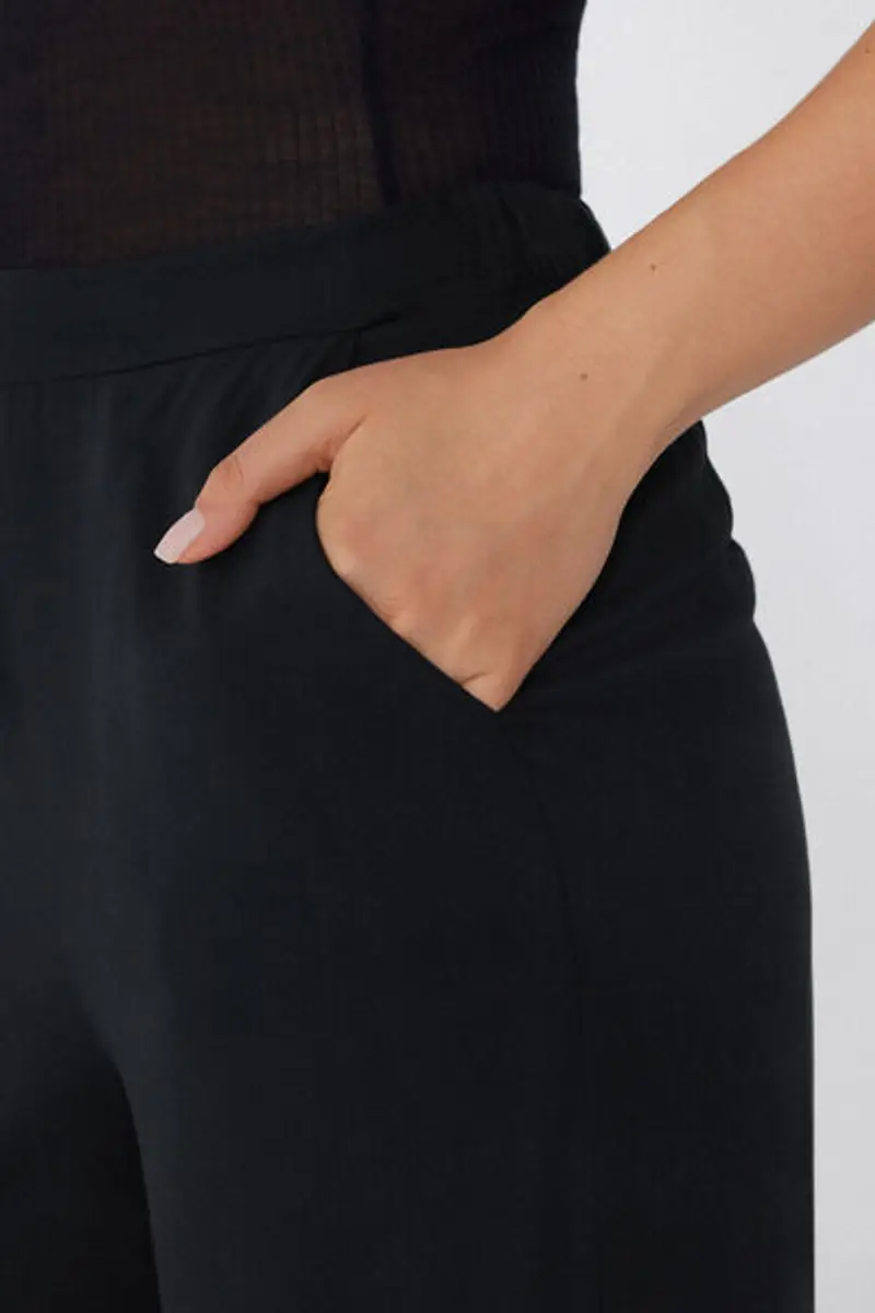 Tezenis Pantalone Lungo Dritto Tela Viscosa Donna Nero Taglia S miniatura 3