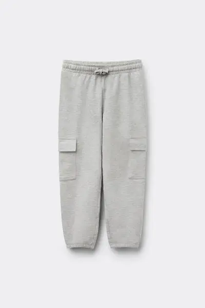 Pantalone Lungo Felpa Cargo Bimbi Unisex Unisex Grigio miniatura 2