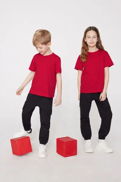 Pantalone Lungo Felpa Cargo Bimbi Unisex Unisex Nero