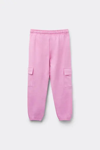 Pantalone Lungo Felpa Cargo Bimbi Unisex Unisex Rosa miniatura 3