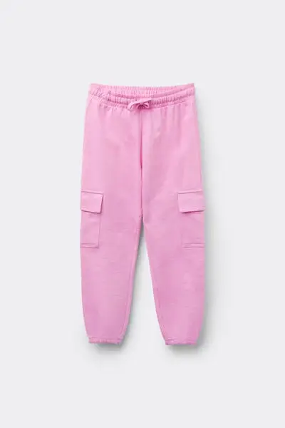 Pantalone Lungo Felpa Cargo Bimbi Unisex Unisex Rosa