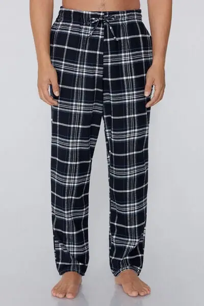 Tezenis Pantalone Lungo in Flanella Uomo Blu e Bianco